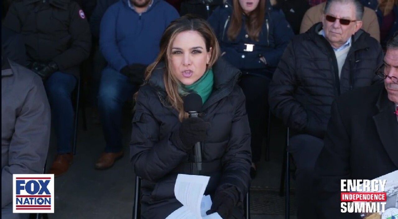 FOX Business financial correspondent Jackie DeAngelis hears from audience members at the Energy Independent Summit in Staten Island, NY, Tuesday.