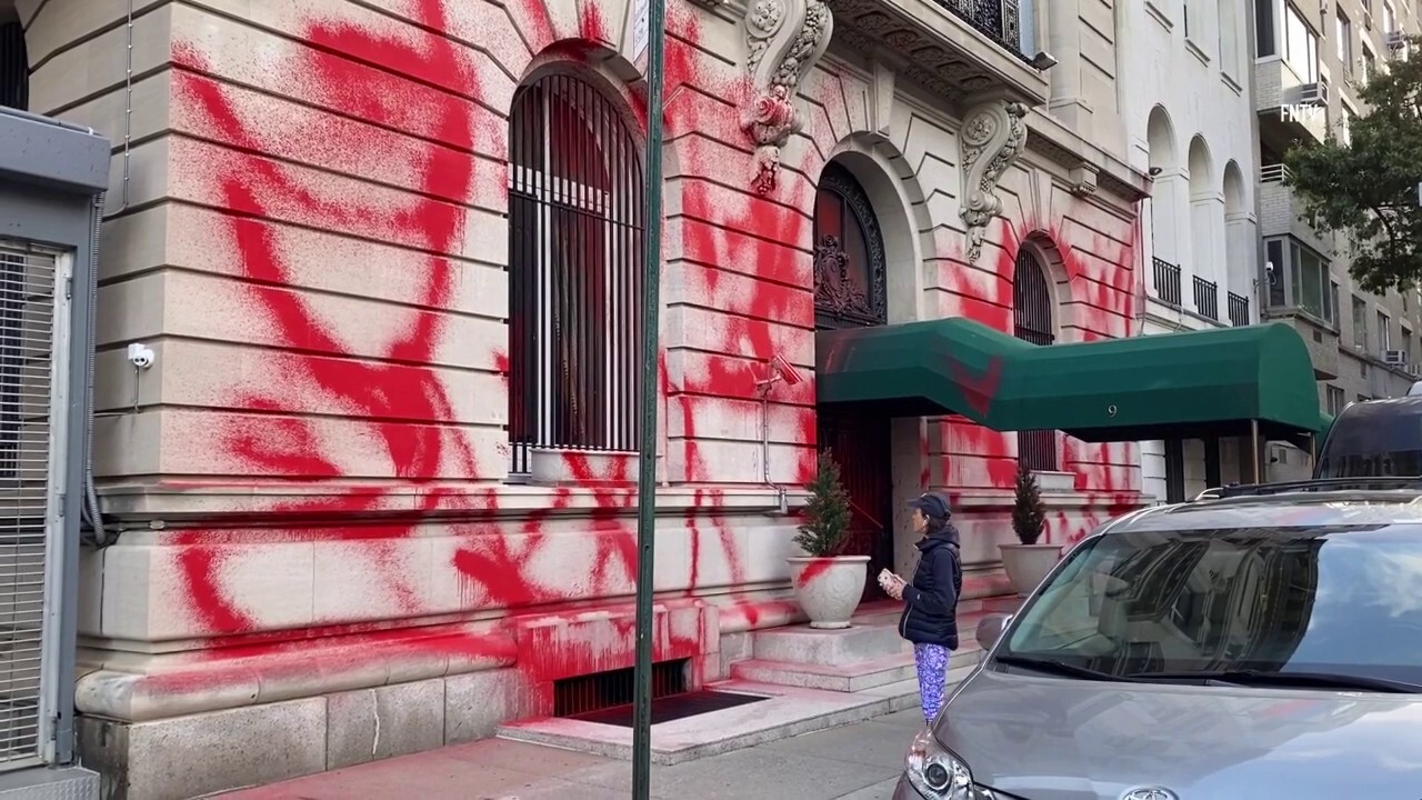 Russian embassy in NYC vandalized with red paint