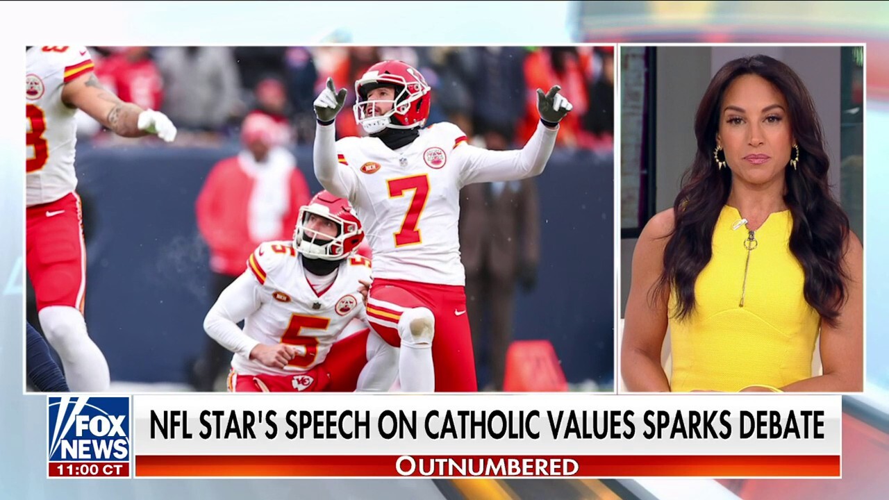 'Outnumbered' panelists discuss NFL kicker Harrison Butker's commencement speech, which has been criticized online as he urged graduating women to embrace their roles as 'homemakers.'