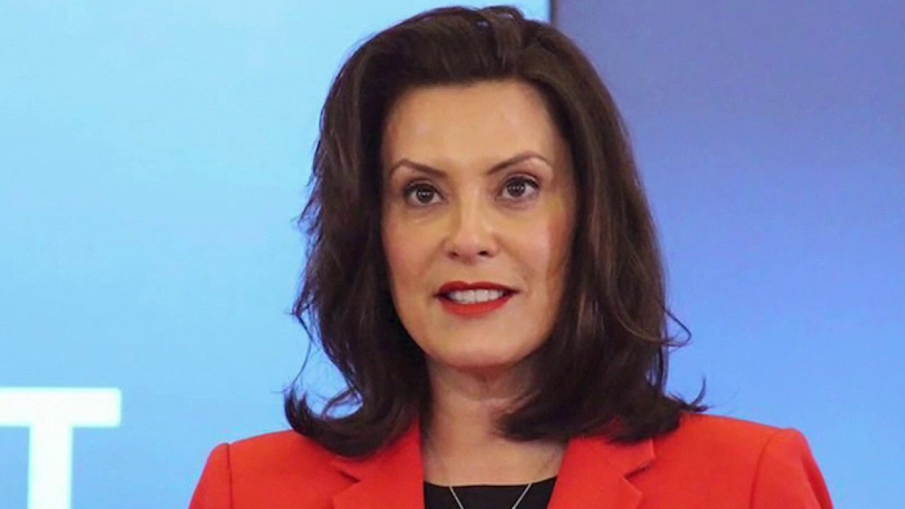 Whitmer seen in interview in front of Fauci pillow