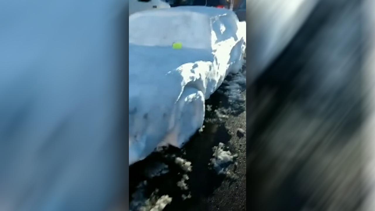 Nebraska state trooper 'pulls over' Mustang made entirely of snow