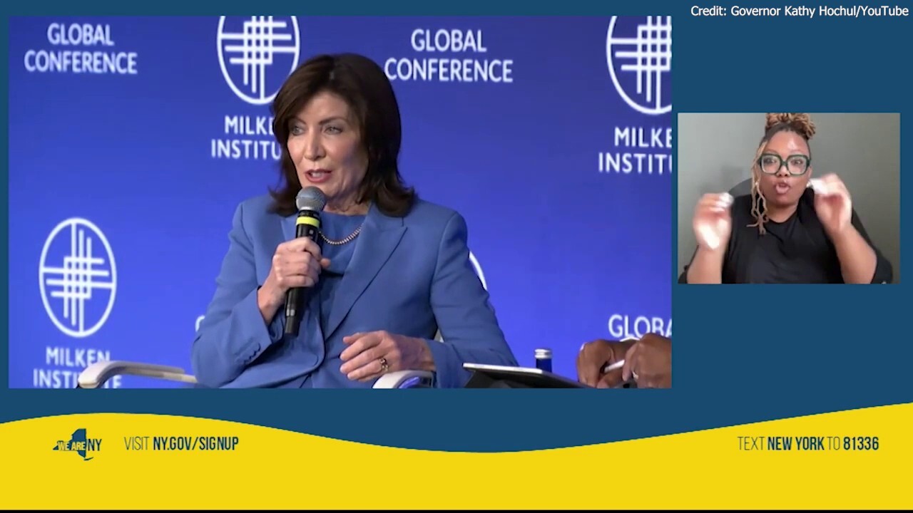 Gov. Kathy Hochul speaks at Milken Institute about computer education in the Bronx