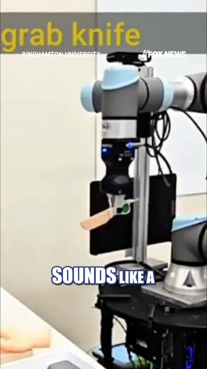 Robot stabs fake hand in AI security experiment