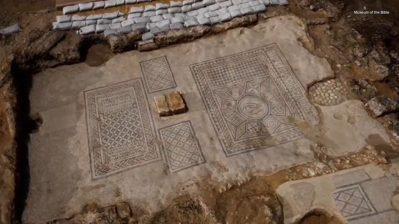 Museum of the Bible reveals footage of rare mosaic, illustrating early symbols of Christianity