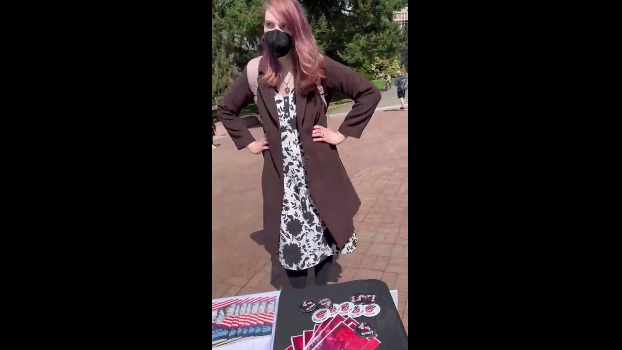 ‘Trans’ activist crashes TPUSA event in Washington, flips table: 'Get the f---  off my campus, you Nazi'