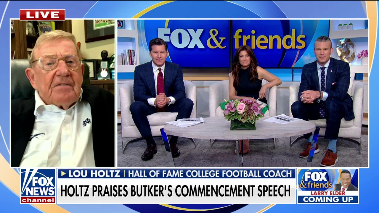 Hall of Fame college football coach Lou Holtz reacts to Kansas City Chiefs’ kicker Harrison Butker’s controversial ‘homemaker’ speech at Benedictine College’s graduation ceremony.