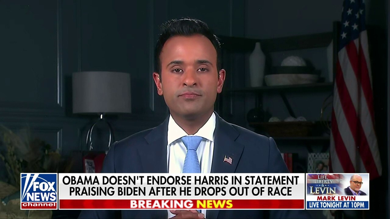 Former 2024 GOP presidential candidate Vivek Ramaswamy reacts to President Biden announcing his withdrawal from the presidential election on 'Hannity.'