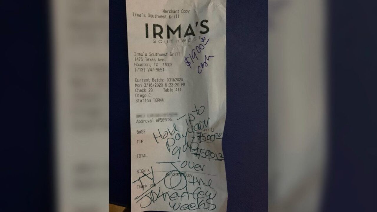 Houston restaurant owner reacts to $9,400 tip from generous customer