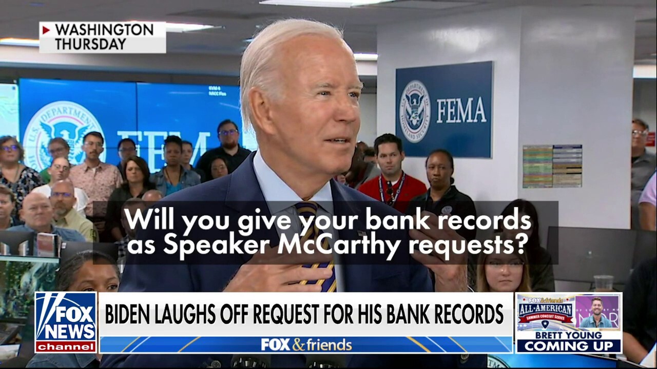 Biden laughs off request for bank records while facing impeachment threat