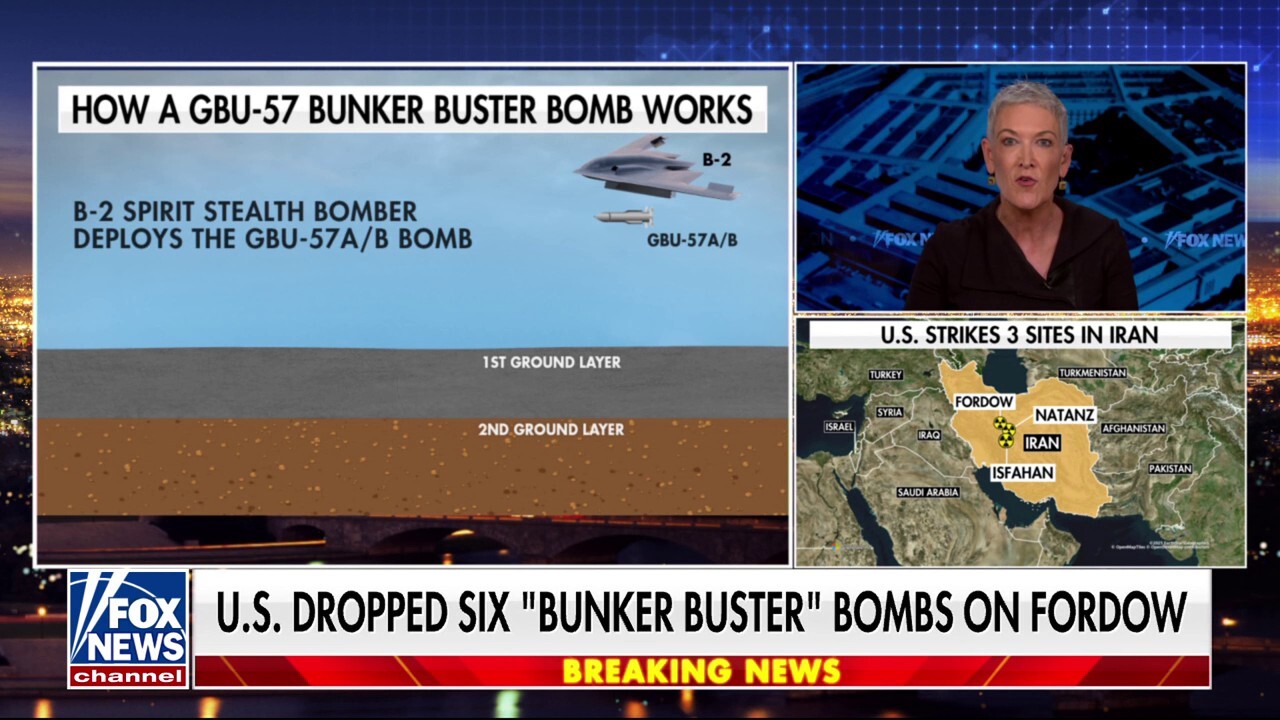 Six 'bunker buster' bombs dropped on Iranian nuclear site, per report