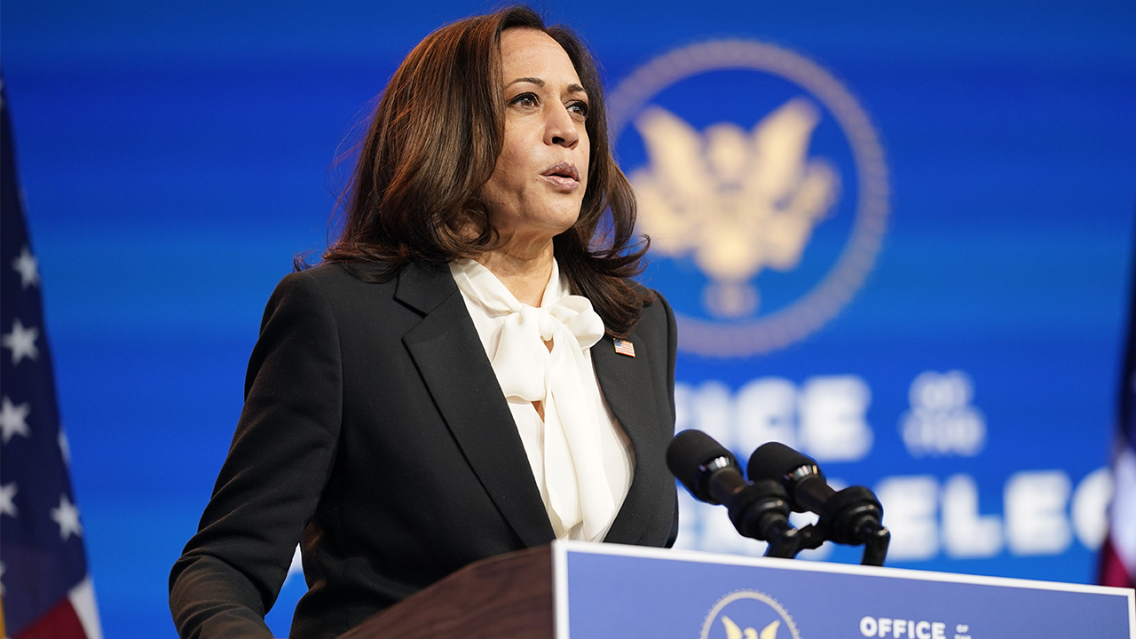 Vice President Kamala Harris participates in a meeting on Roe V. Wade