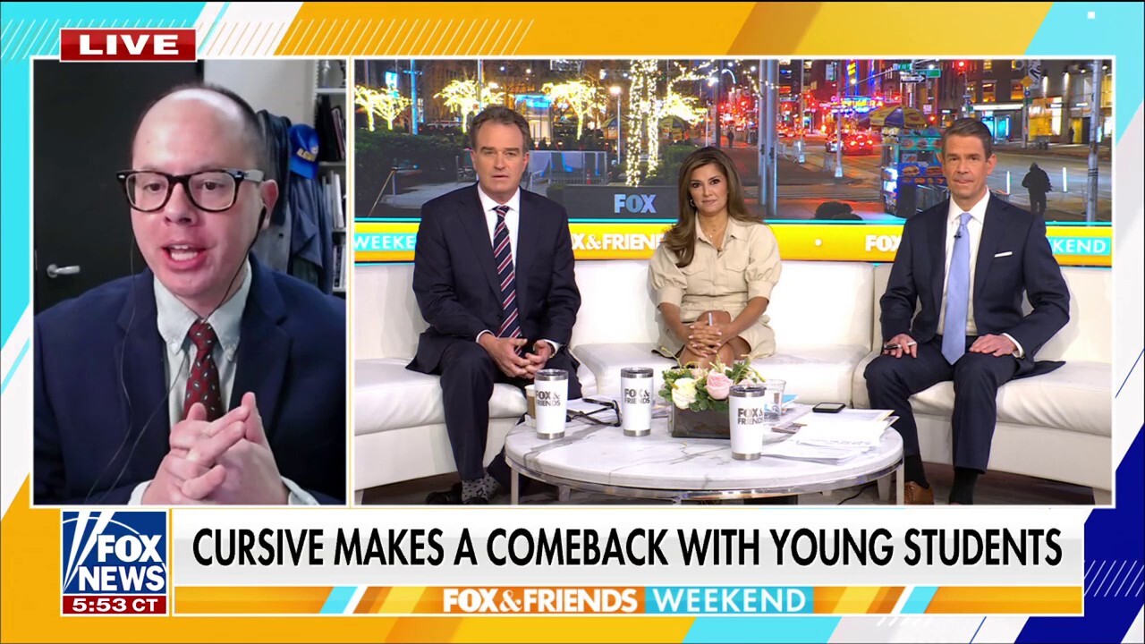 University of Iowa professor Shawn Datchuk discusses how cursive is making a comeback with young students on ‘Fox & Friends Weekend.’