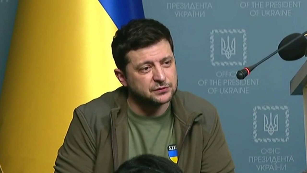 Ukrainian President Zelenskyy speaks with press as Russian invasion enters second week