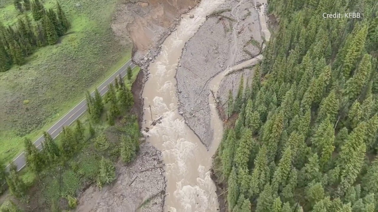 Aerial shots over Yellowstone National Park show extensive damage to landscape