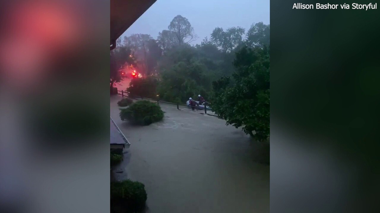 Water rescue team evacuates residents in Chapel Hill, North Carolina, amid flash flooding