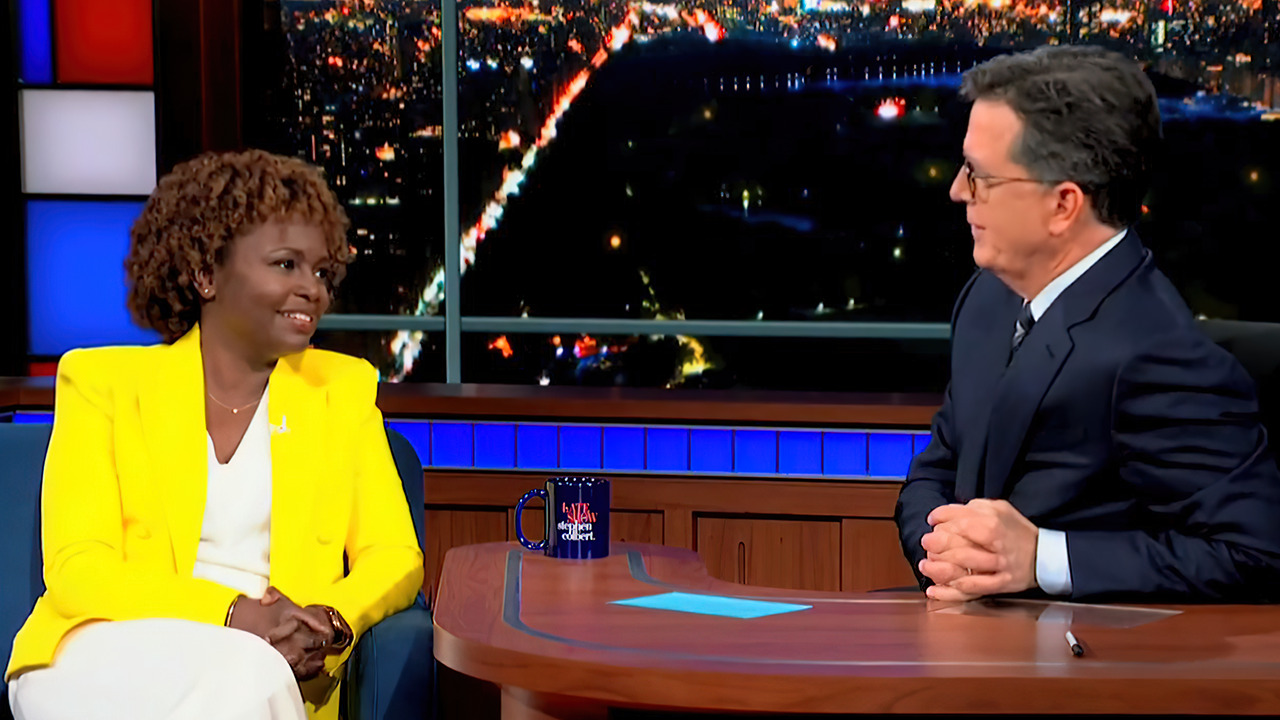 Stephen Colbert offers cushy interview to Karine Jean Pierre, tells her he loves Biden