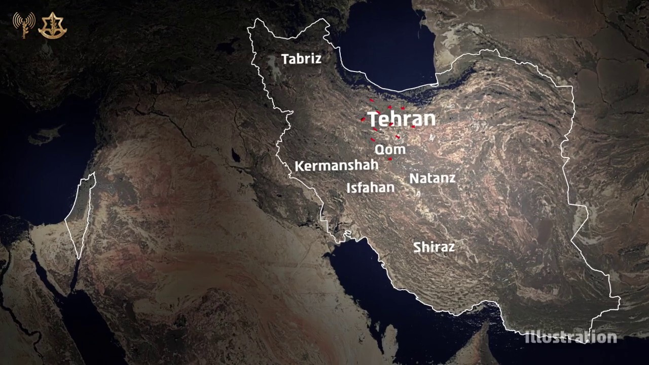 IDF illustration of the strikes in the Tehran area