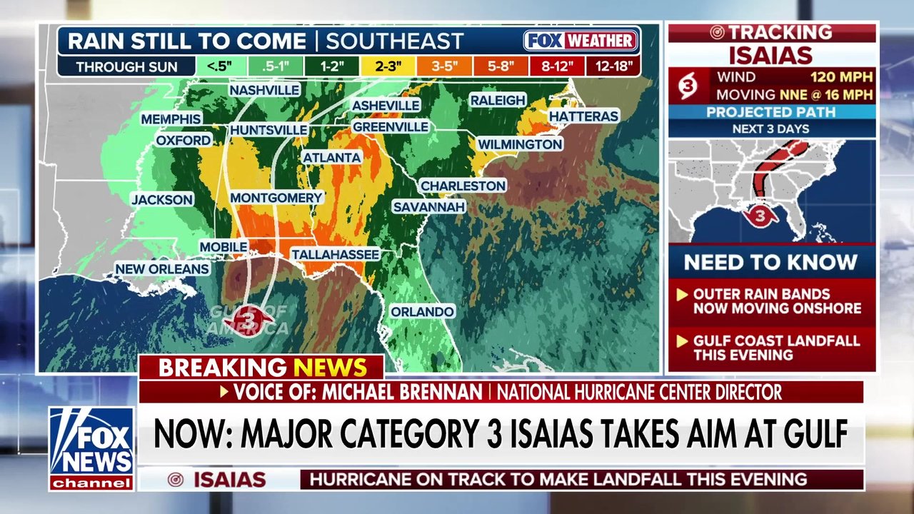 Gulf Coast braces for Category 3 Hurricane Isaias as storm closes in