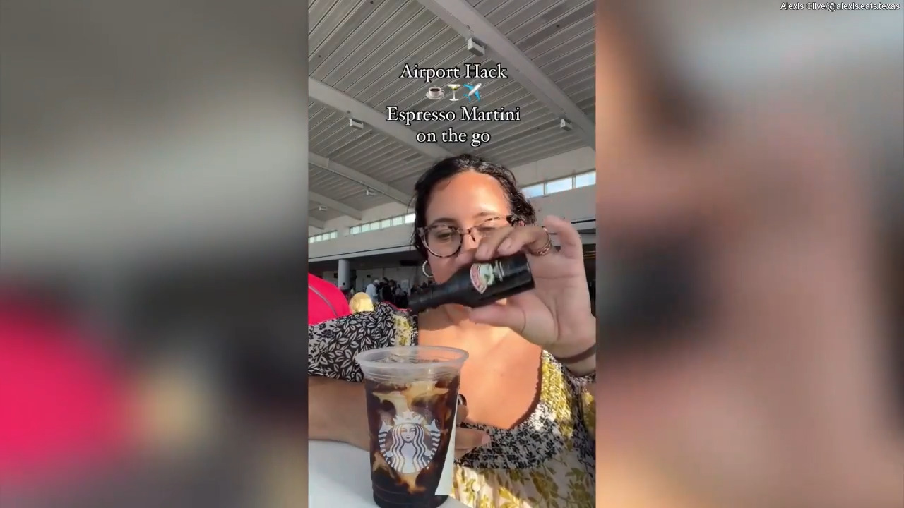 Woman at airport goes viral for mixing own cocktail using shooters she brought through TSA