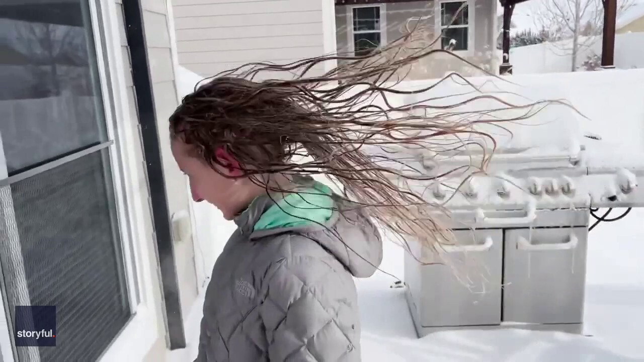 Hair-raising! Girl freezes her hair in 'fun experiment' in Colorado cold