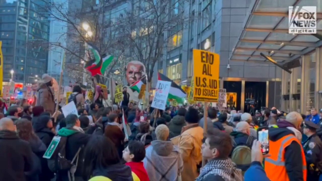 Pro-Palestinian demonstrators gather in New York City to protest ongoing war