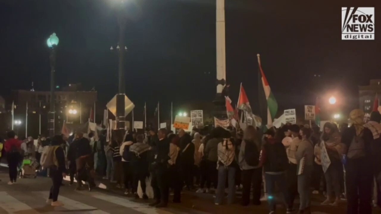 Pro-Palestinian protesters shut down main entrance to Union Station in Washington, D.C.
