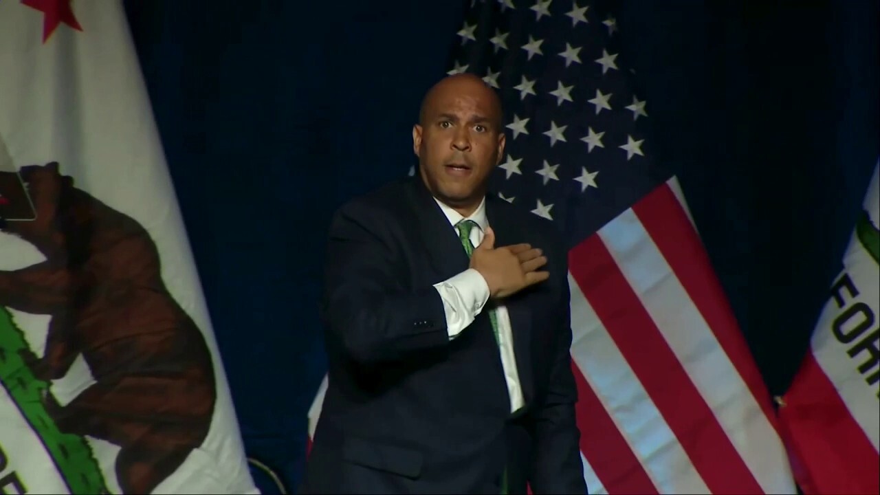 Booker slammed for alleged `Nazi salute` to Cali Dems just months after Musk was dragged for same gesture