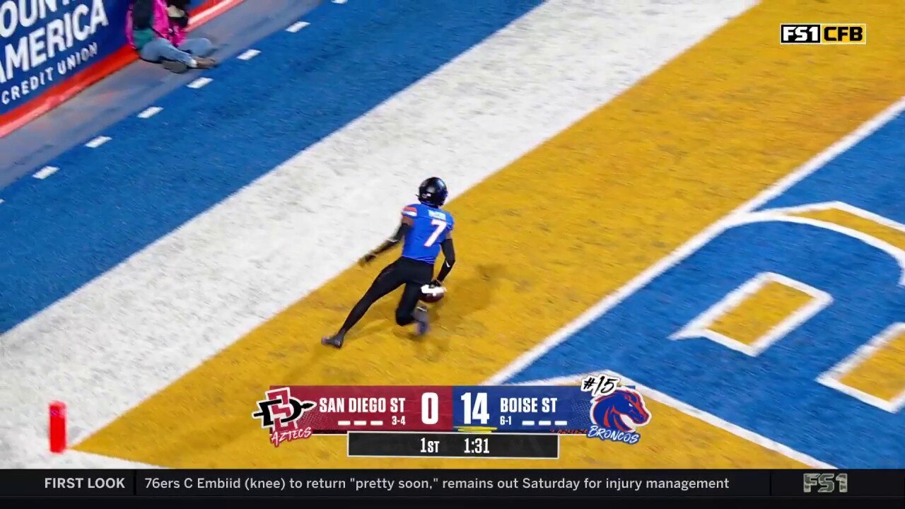 A'Marion McCoy gets the interception and returns it for a 35-yard TD, extending Boise State's lead over San Diego State