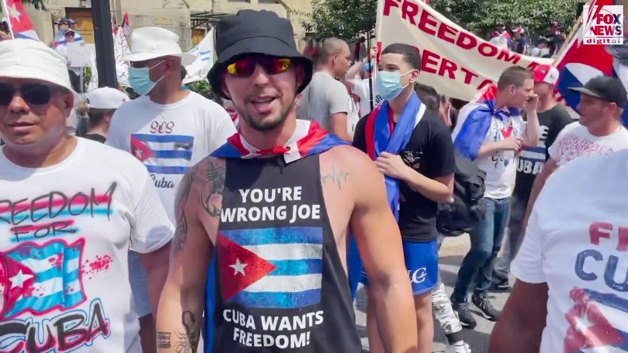 Protestors march on Cuban embassy, accuse Biden team of supporting communists 