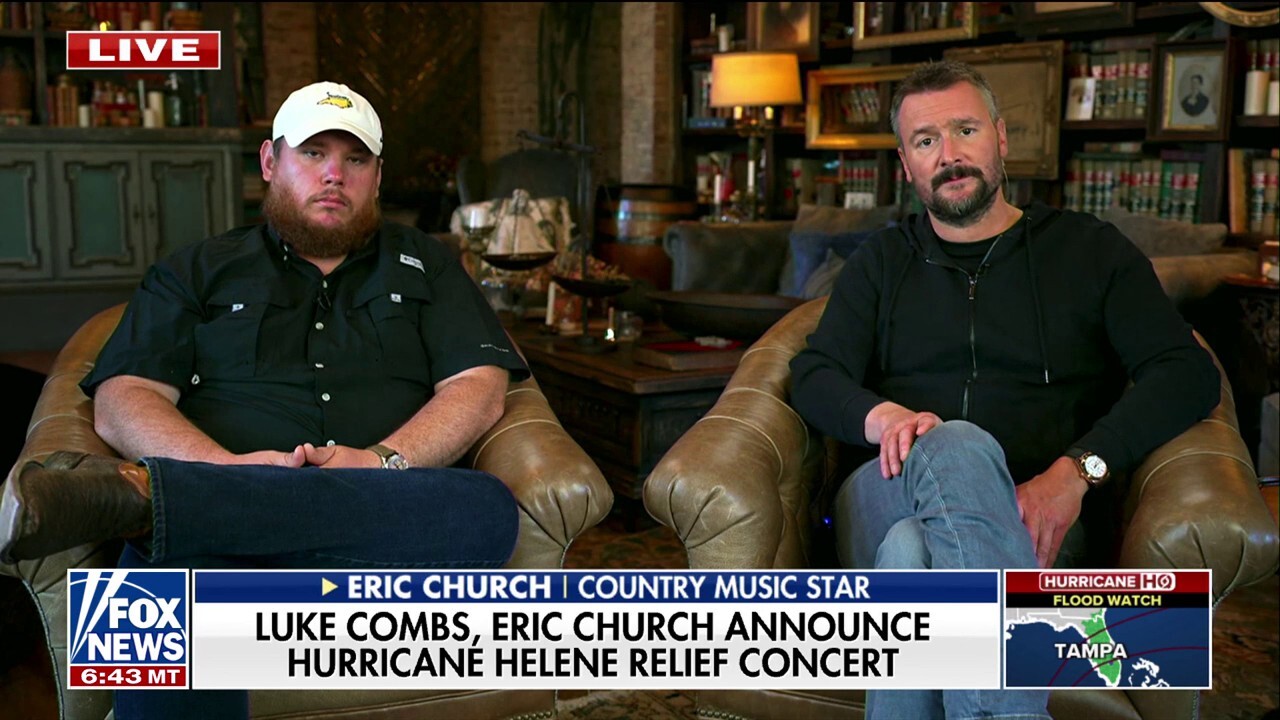 Country music stars Luke Combs and Eric Church discuss their decision to hold a concert to help hurricane victims in North Carolina.