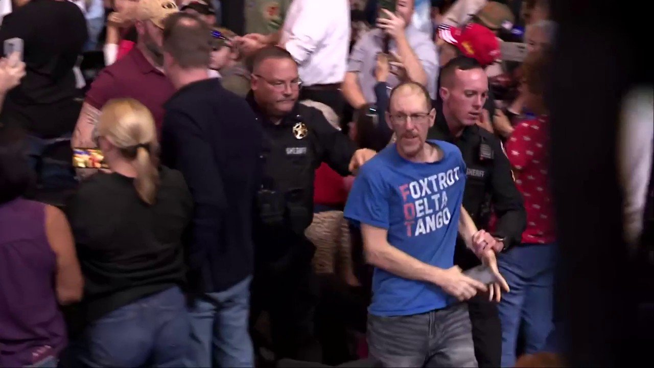 Punch thrown in crowd during Trump rally