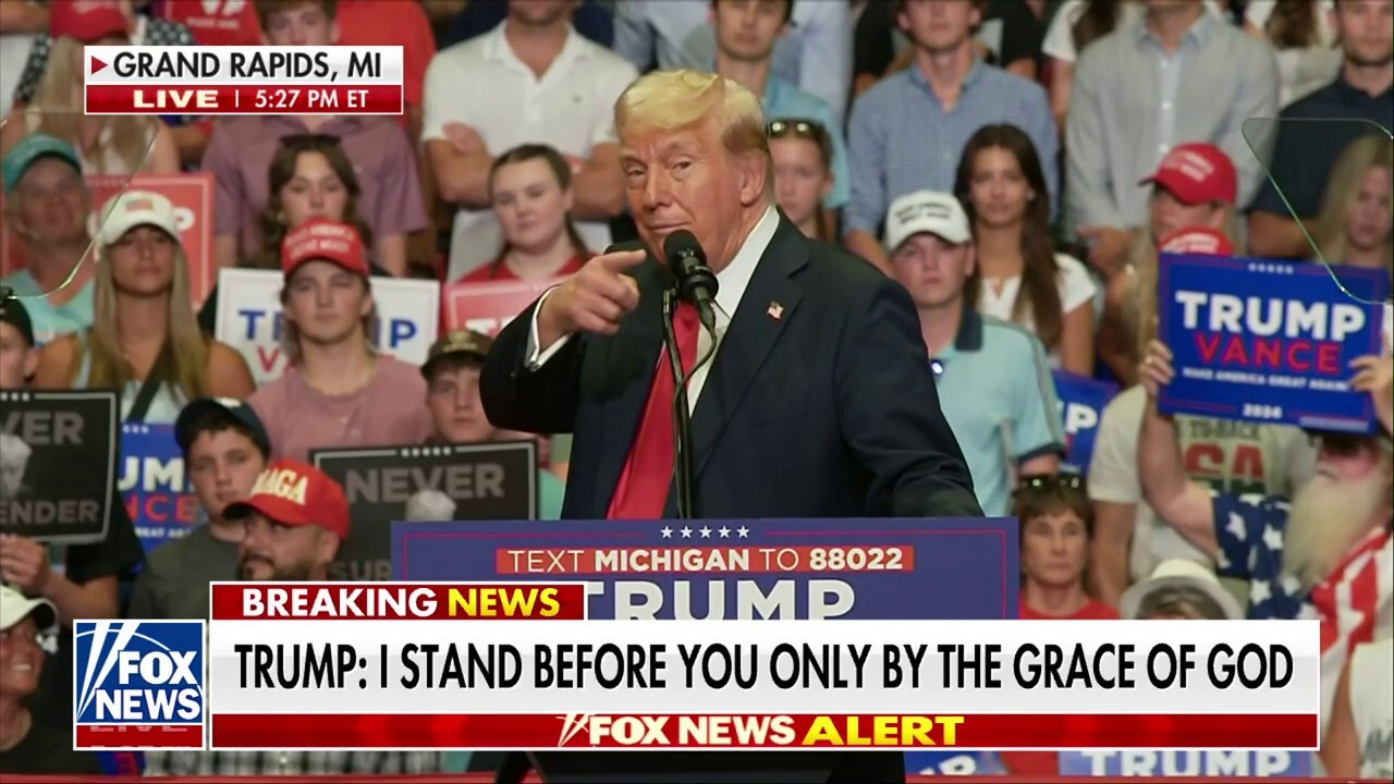 Trump at first rally since assassination attempt: I stand before you by the 'grace of almighty God'