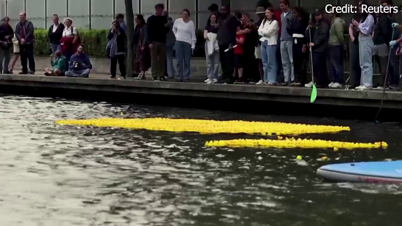 Thousands of rubber duckies float to the finish in London charity race