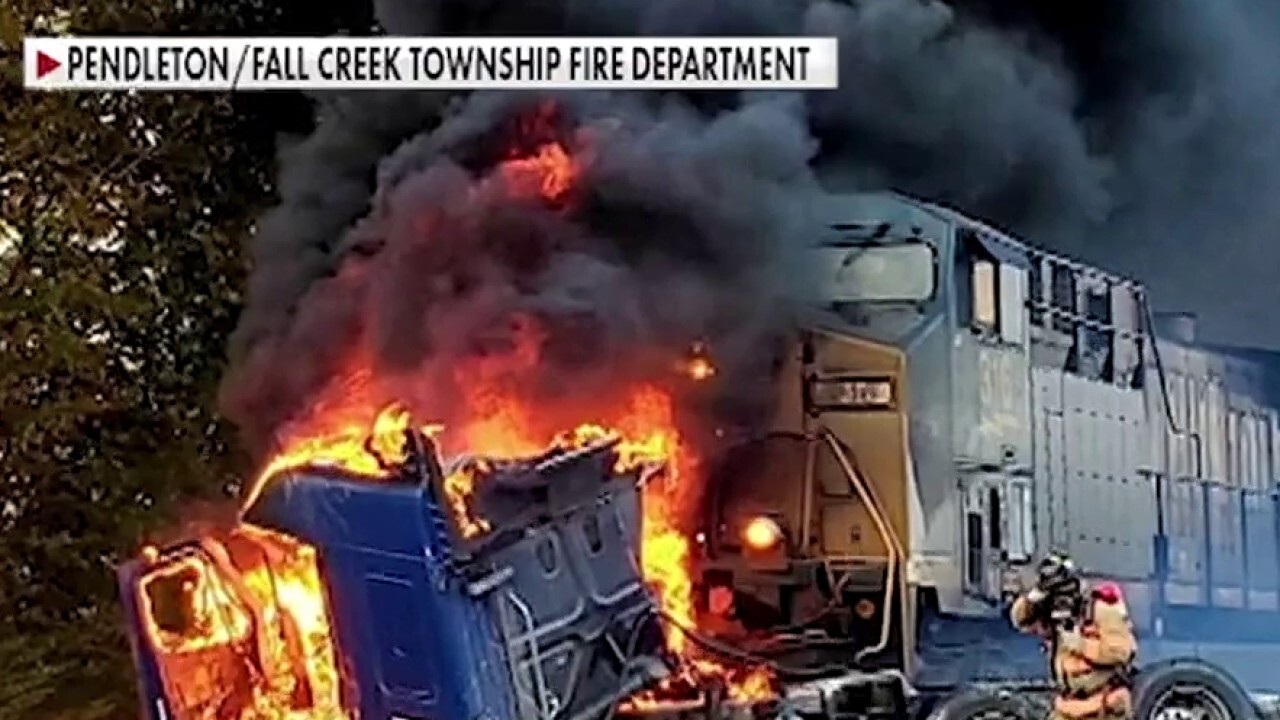 Train slams into semi-truck in Indiana