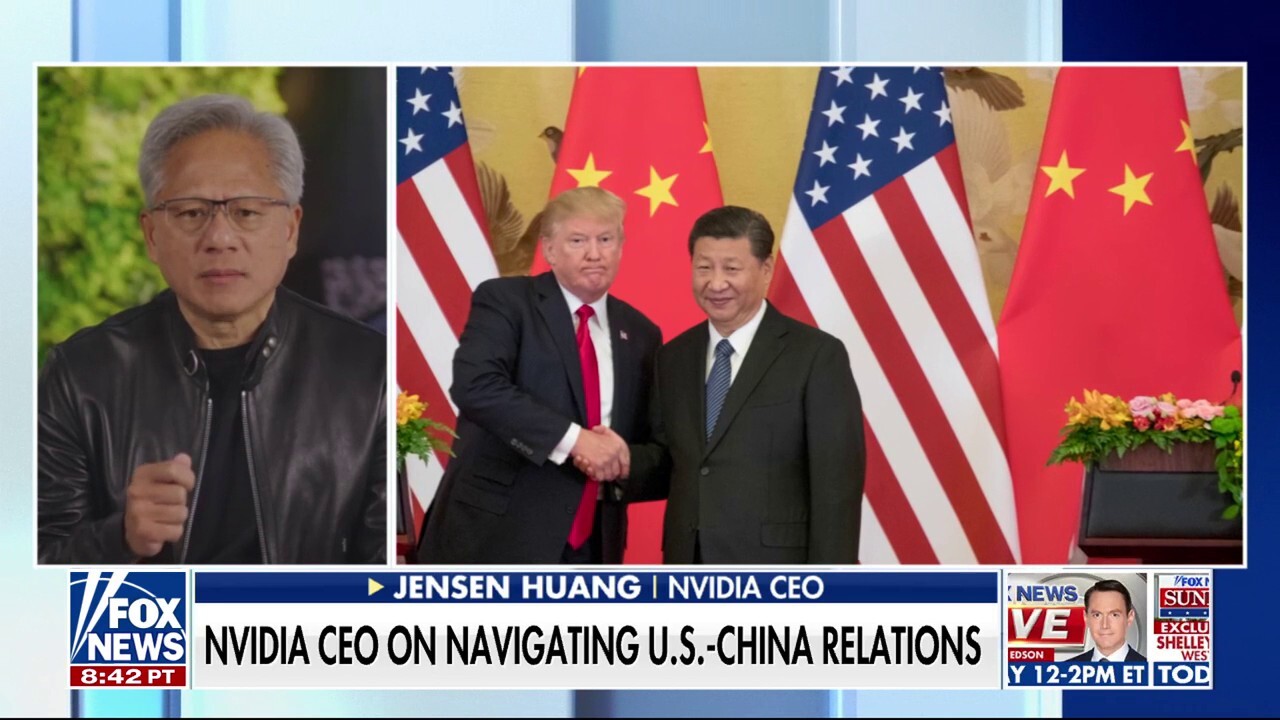 Nvidia CEO Jensen Huang joins ‘The Sunday Briefing’ to discuss the new U.S.-made Blackwell AI chip wafer, how Trump-era tariffs helped drive domestic production and efforts to expand manufacturing in America.