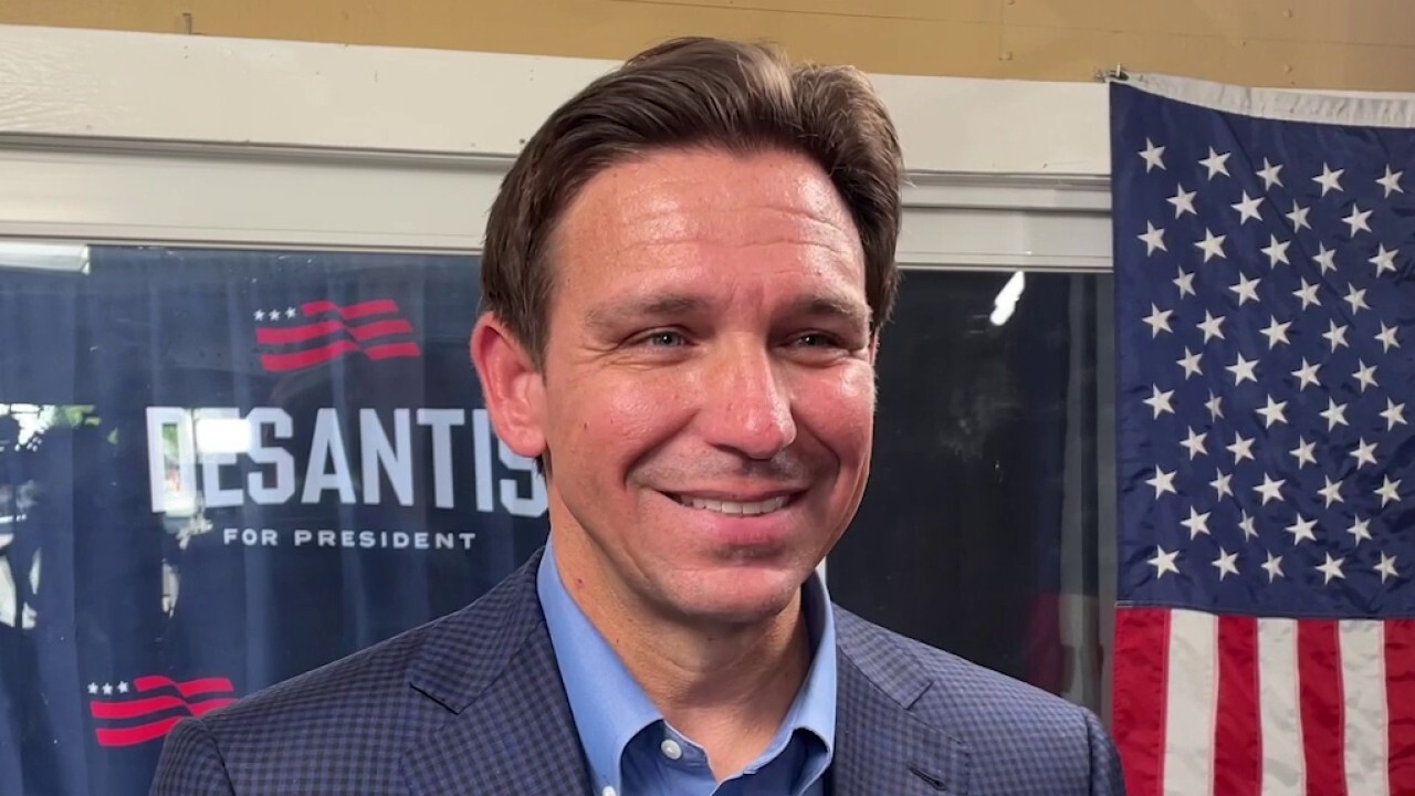 Florida Gov. Ron DeSantis takes aim a GOP nomination rival and former President Donald Trump in a Fox Digital interview, on July 30, 2023 in Rye, New Hampshire.