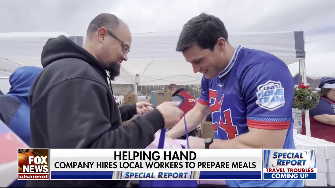 Volunteers making an impact serving Thanksgiving meals to hurricane victims