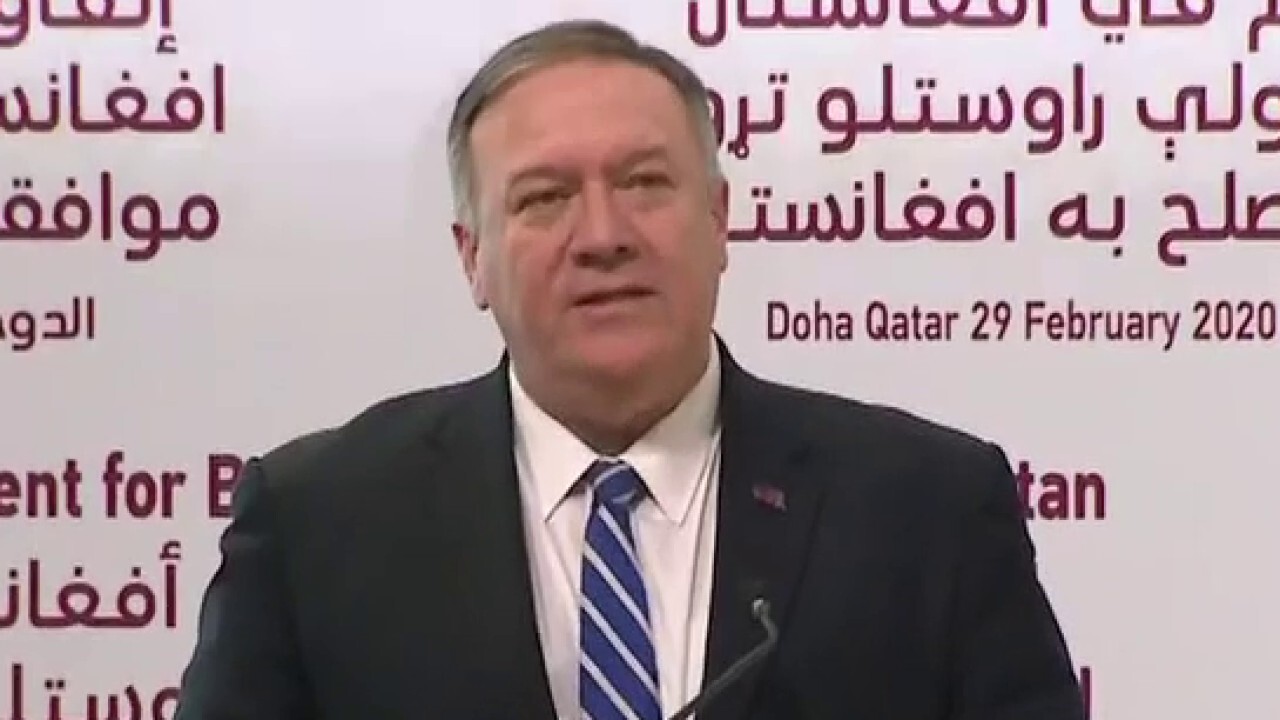 Pompeo speaks at US-Taliban peace deal signing