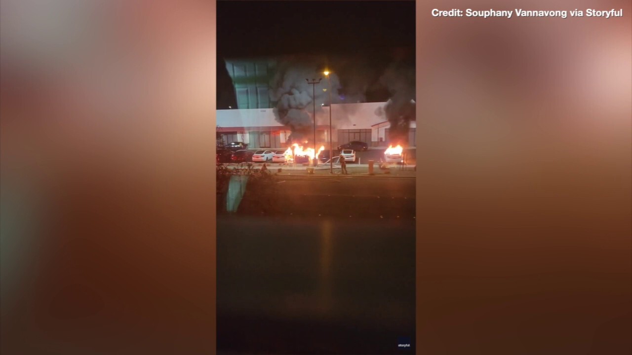 Five Teslas set on fire in suspected molotov cocktail attack at Las Vegas repair shop