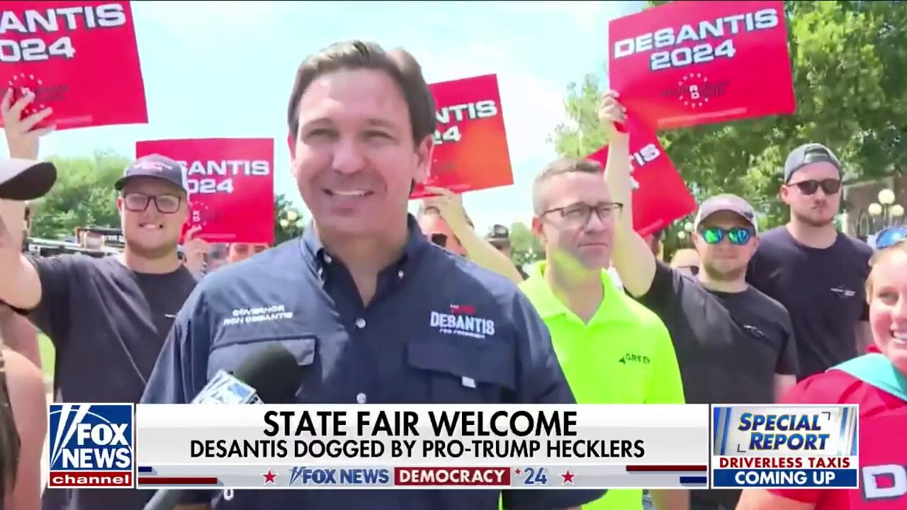 Trump, DeSantis campaign for voters at the Iowa state fair