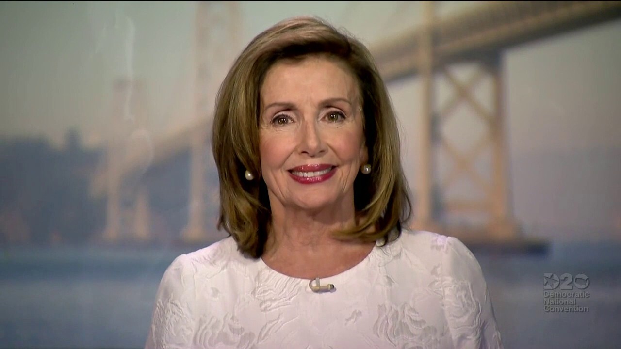 Speaker of the House Nancy Pelosi speaks at the third night of the 2020 Democratic National Convention.