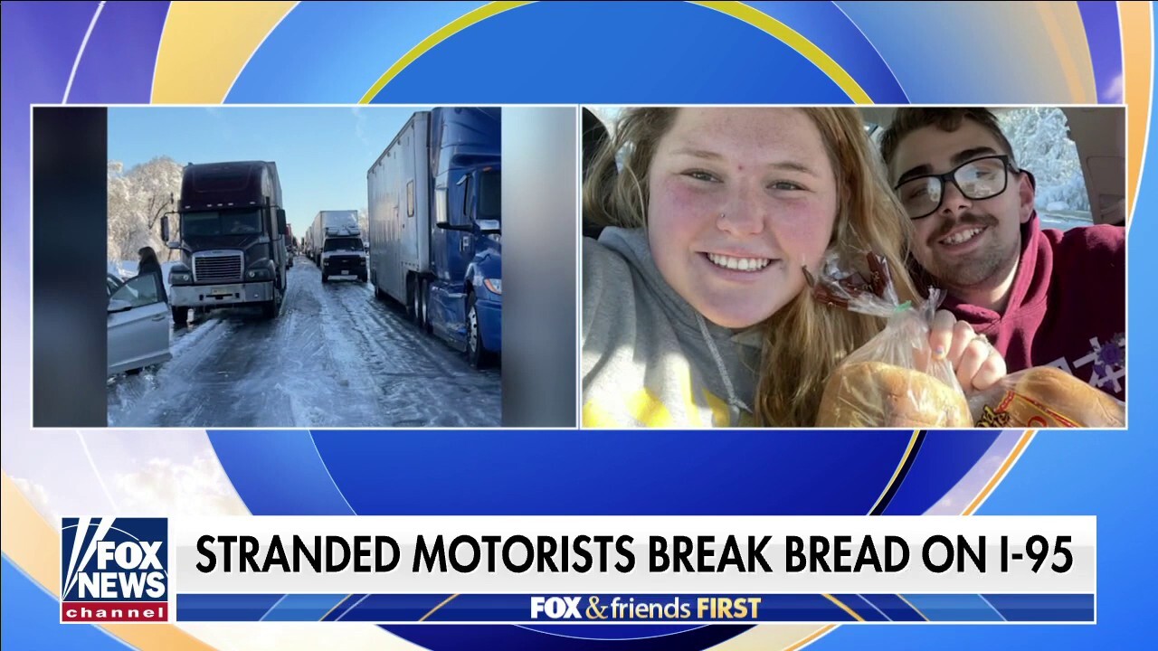 Truck driver hands out bread to stranded passengers on Virginia highway