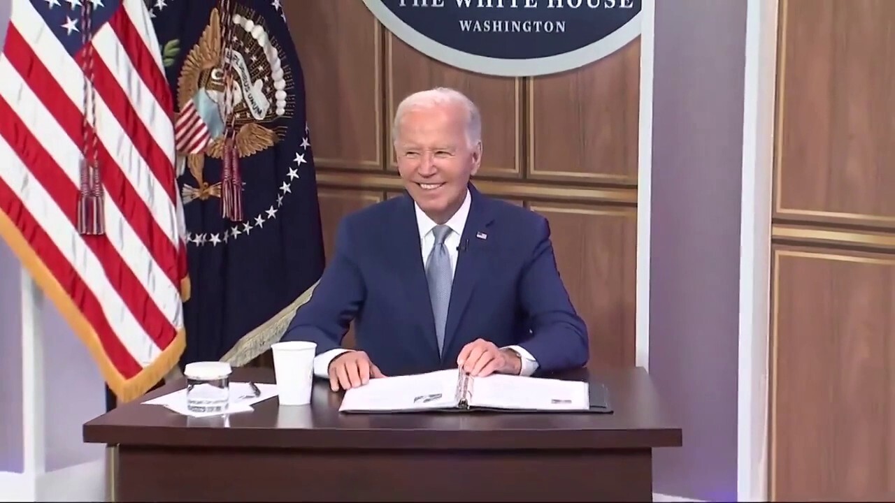 Biden grins after 'Investing in America' speech and ignores press shouting questions