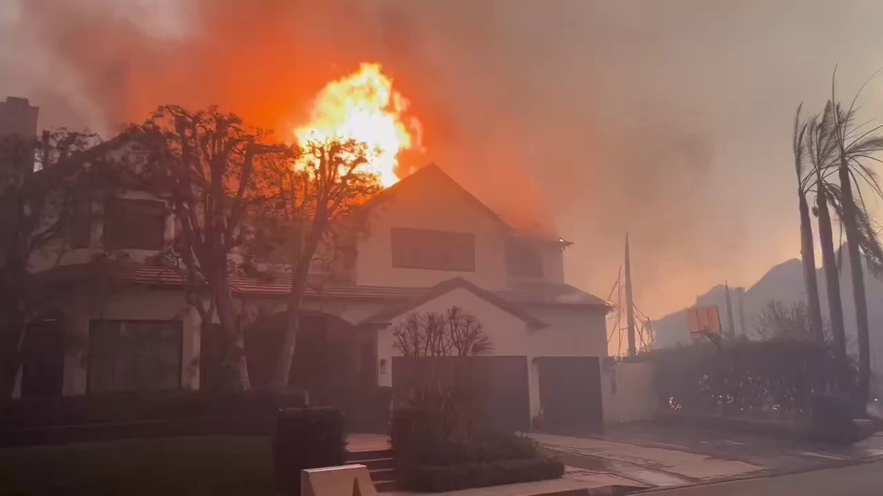 Home goes up in flames amid Southern California wildfire