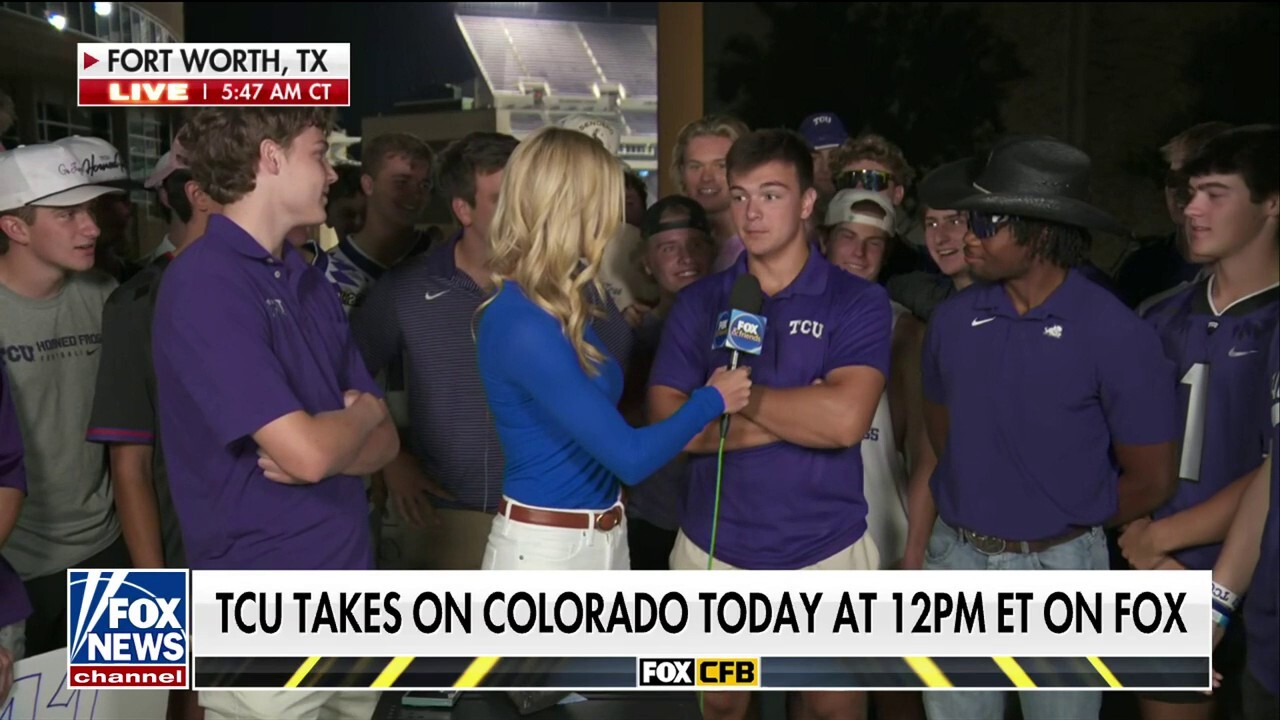 Abby Hornacek kicks off the college football season with TCU fraternity boys