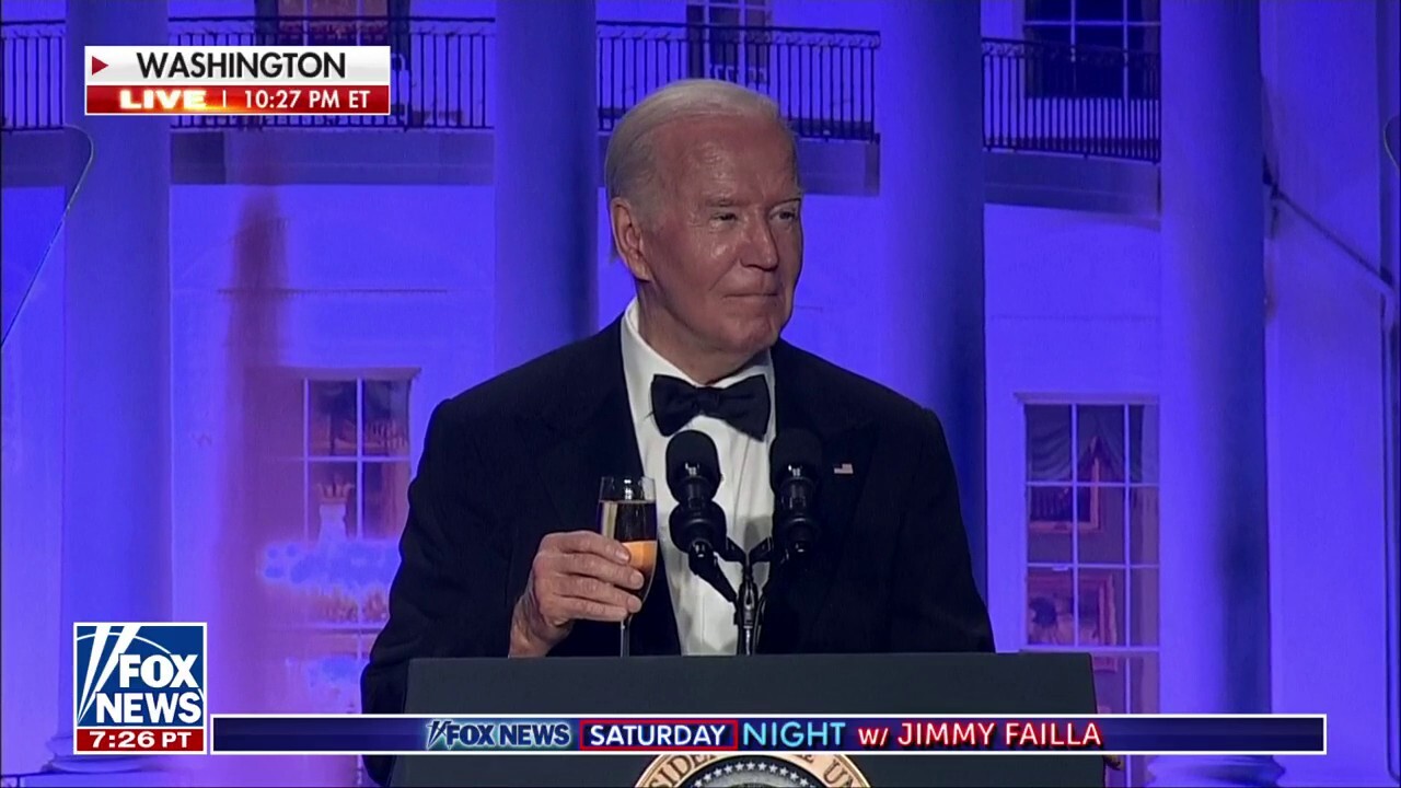 President Biden tries his hand at comedy in front of the press at the White House Correspondents' Dinner.