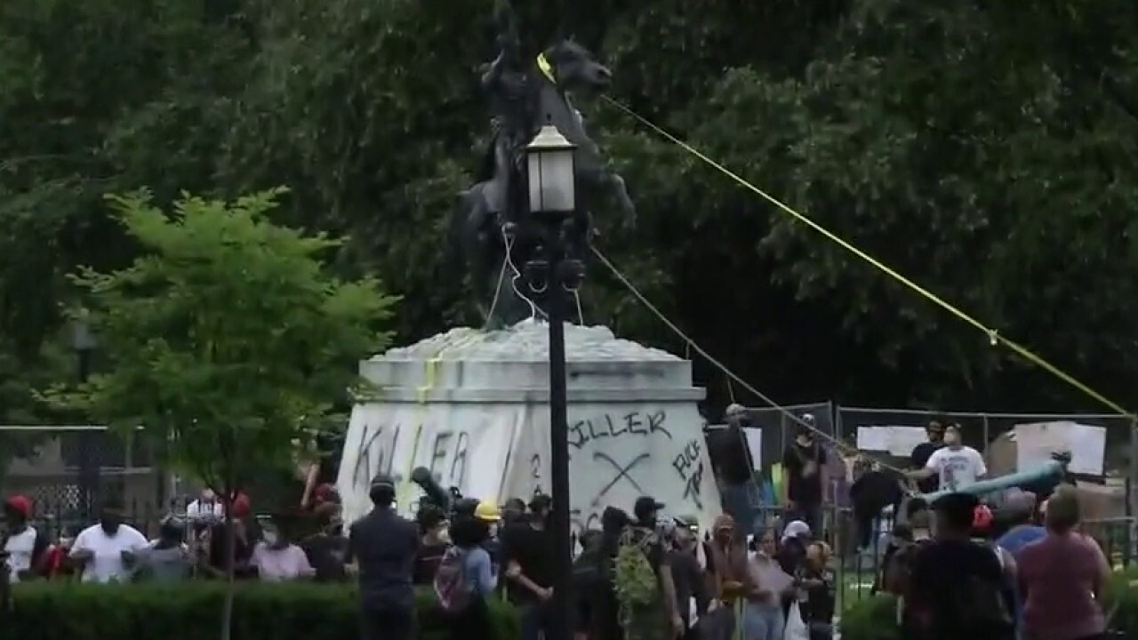 Protesters try to topple Andrew Jackson statue in Washington's Lafayette Park