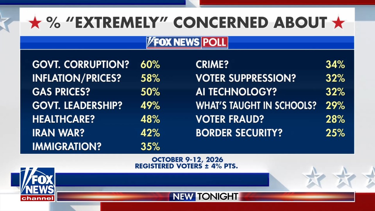 Fox News poll reveals top voter concerns as midterm elections enter final stretch