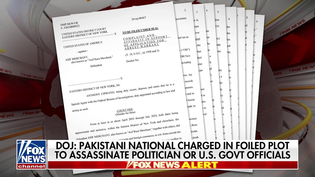 Pakistani national charged in foiled plot to assassinate US officials, DOJ reports