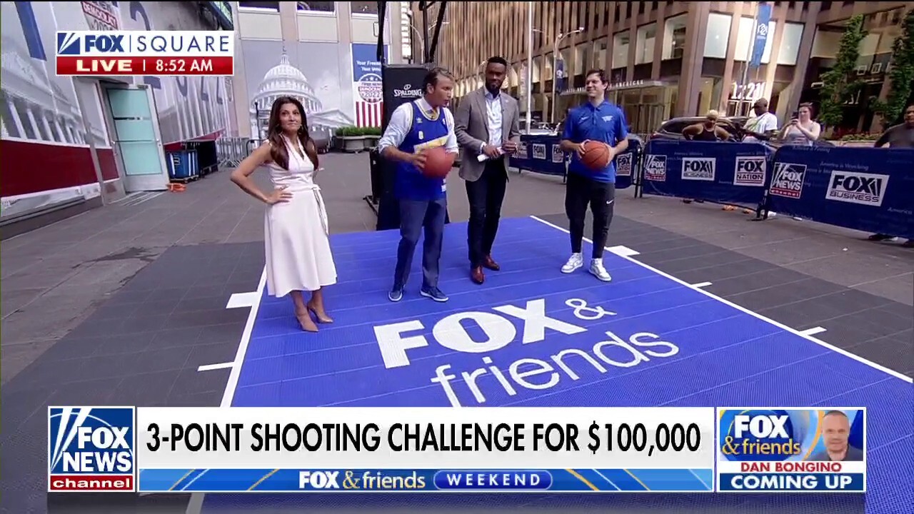 Pete Hegseth shoots for victory in 3-point basketball contest